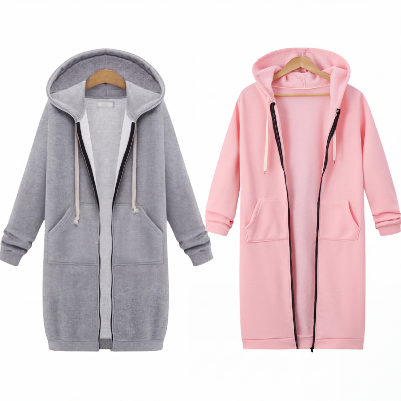 🔥 50% KORTING ✨ Lange Hoodie Jas – Warm & Zacht met Fleece