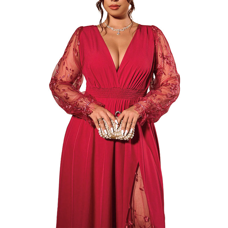 🌸 Nieuwe Collectie ✨ Elegante Maxi Jurk Dames 0XL-4XL met V-Hals & Kanten Details 👗 flatterende pasvorm, stijlvolle uitstraling & comfortabel voor elke curve
