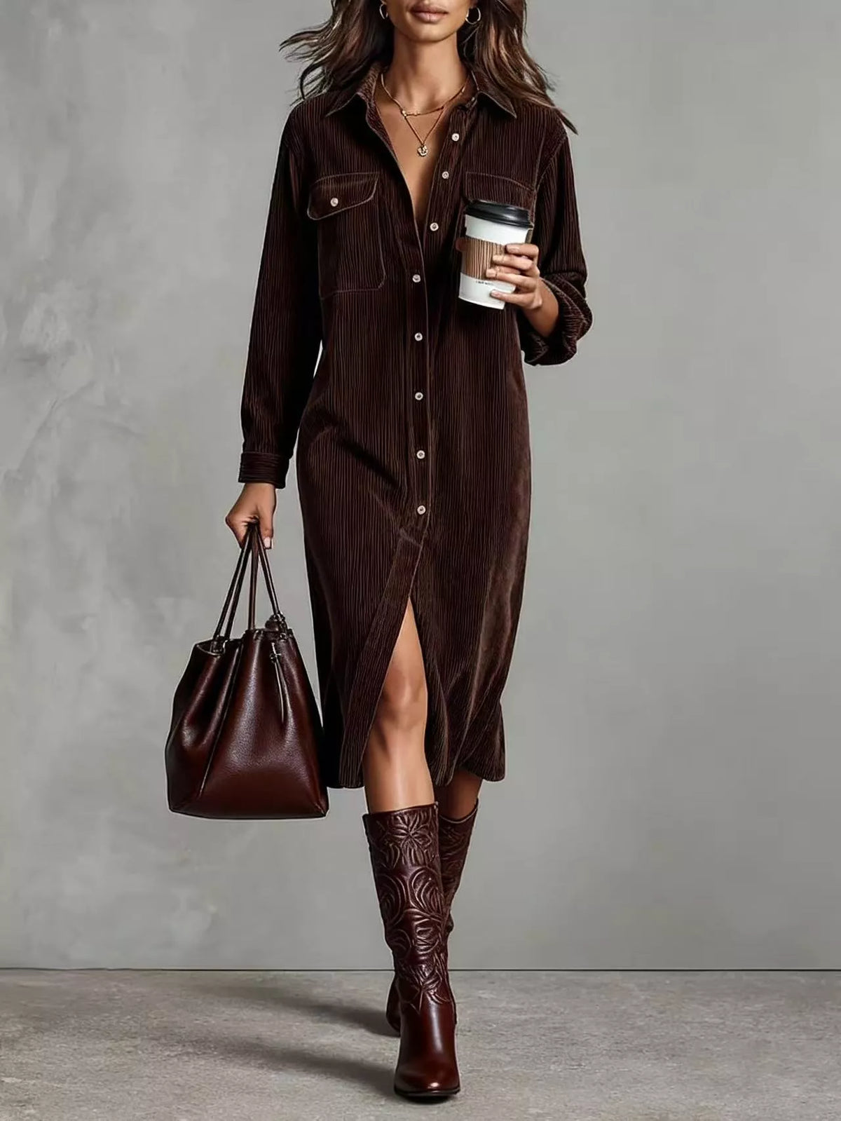👗 Dames Overhemdjurk – Casual Elegante Jurk met Knoopsluiting, Moderne Pasvorm & Veelzijdige Stijl ✨