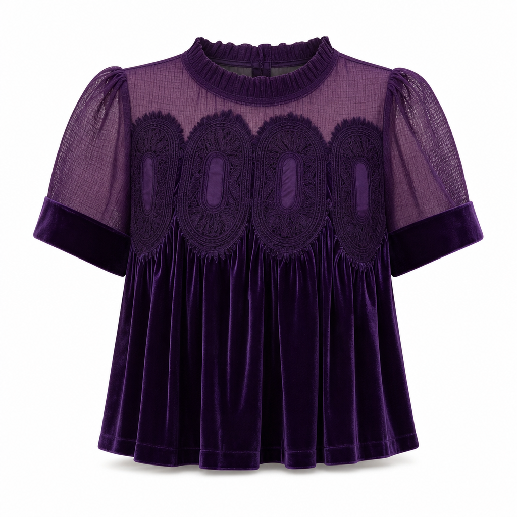 📢📢50% korting!!!🎉✨✨Effen damesshirt met korte mouwen en een kraag met ruches