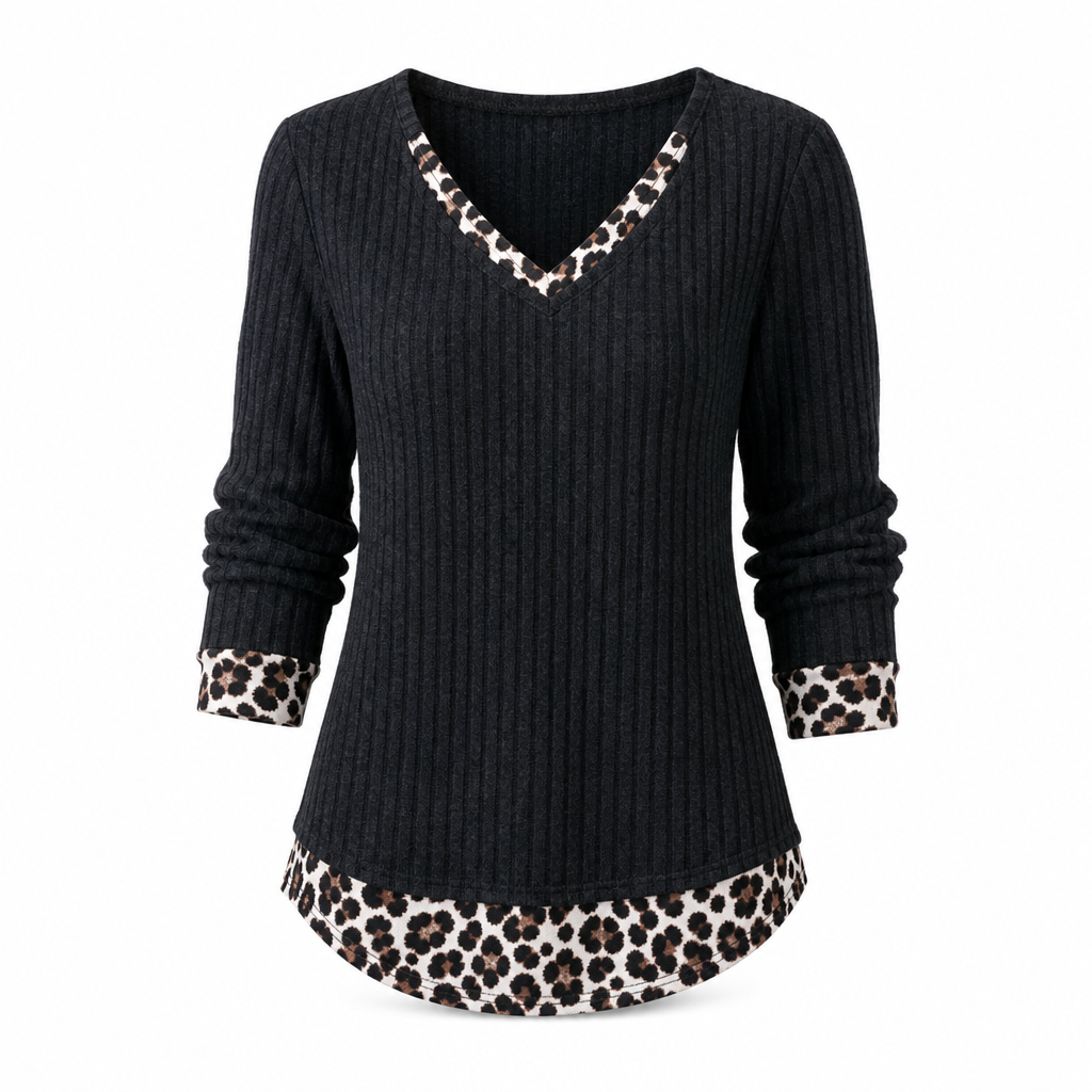 🔥Populair product !✨Gebreide top in tweedelige laag-op-laag-stijl, casual pullover top