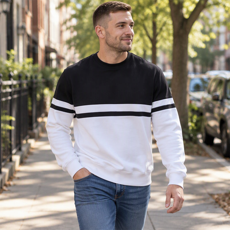 🚀Bespaar nu tijd & geld!😍Casual heren-sweatshirt met ronde hals en kleurblokken