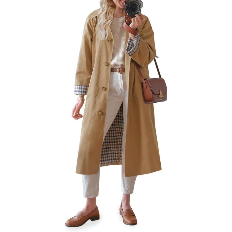 💜 LAATSTE DAG AANBIEDING - 50% KORTING 💜 Trenchcoat voor dames met overhemdkraag en enkele rij knopen