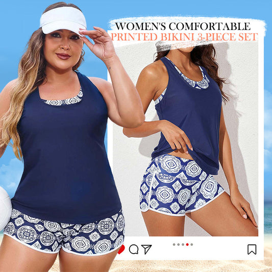 🏖️ Gorąca letnia wyprzedaż – 50% OFF! 💝✨ Kobiecy wygodny zestaw bikini 3-częściowy z nadrukiem