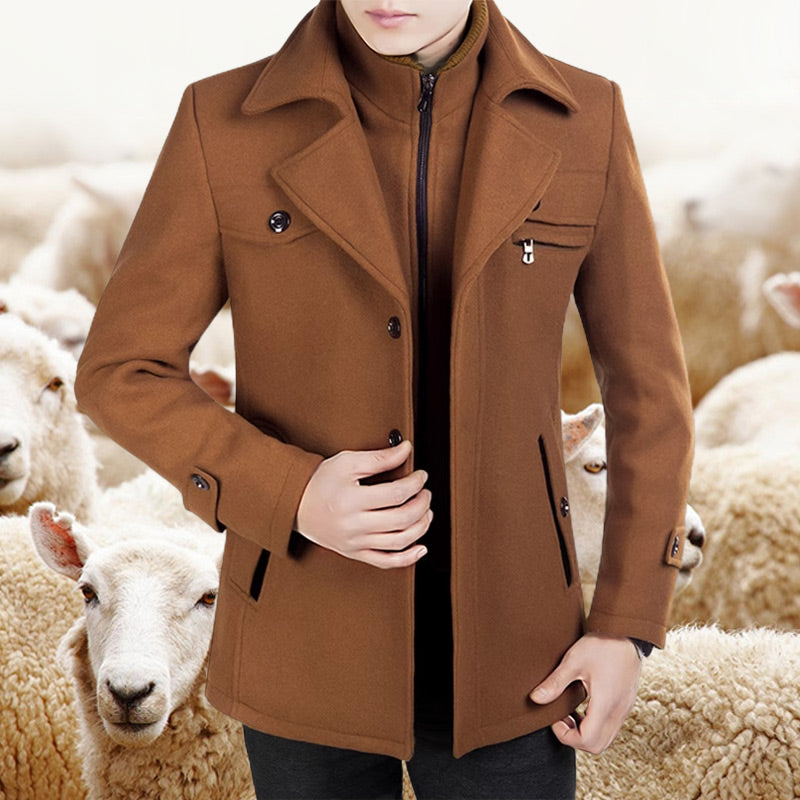 🔥 50% Korting 🧥 Nieuwe Wollen Herenjas met Dubbele Kraag – Elegante Warme Winterjas met Klassieke Stijl & Comfortabele Pasvorm ✨