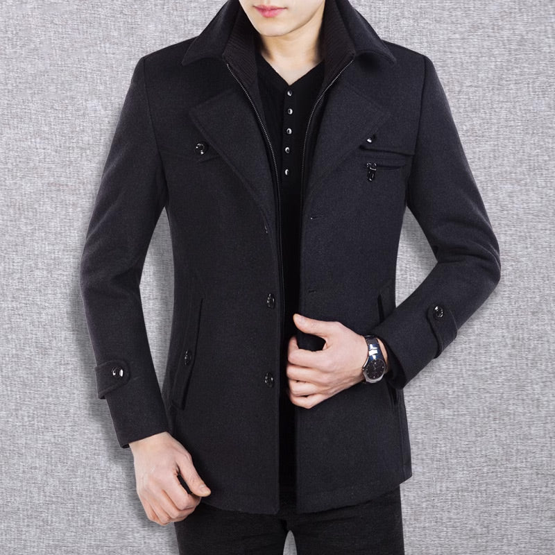 🔥 50% Korting 🧥 Nieuwe Wollen Herenjas met Dubbele Kraag – Elegante Warme Winterjas met Klassieke Stijl & Comfortabele Pasvorm ✨