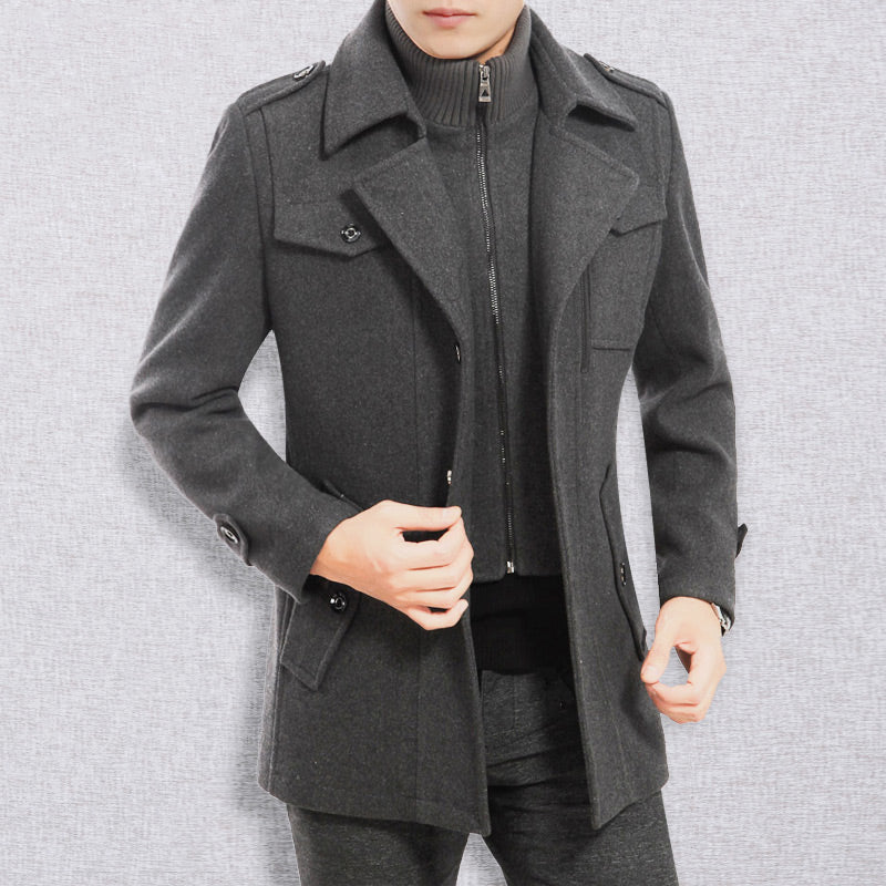 🔥 50% Korting 🧥 Nieuwe Wollen Herenjas met Dubbele Kraag – Elegante Warme Winterjas met Klassieke Stijl & Comfortabele Pasvorm ✨
