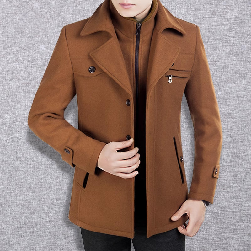 🔥 50% Korting 🧥 Nieuwe Wollen Herenjas met Dubbele Kraag – Elegante Warme Winterjas met Klassieke Stijl & Comfortabele Pasvorm ✨