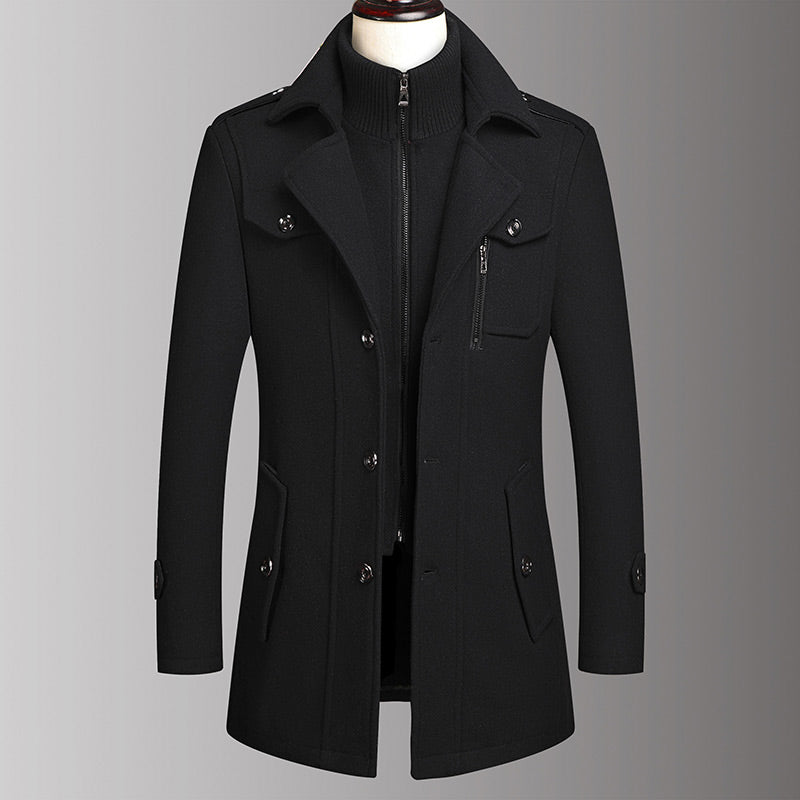 🔥 50% Korting 🧥 Nieuwe Wollen Herenjas met Dubbele Kraag – Elegante Warme Winterjas met Klassieke Stijl & Comfortabele Pasvorm ✨