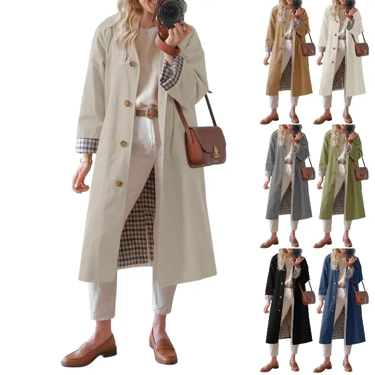 💜 LAATSTE DAG AANBIEDING - 50% KORTING 💜 Trenchcoat voor dames met overhemdkraag en enkele rij knopen