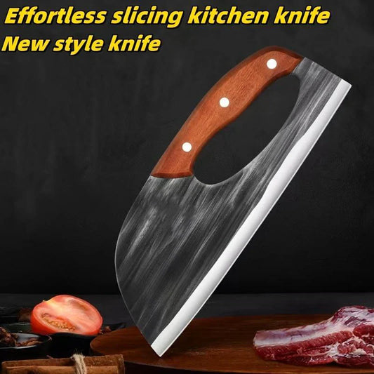 Ergonomiczny nóż kuchenny – konstrukcja z przednim uchwytem, bez wysiłku kroi warzywa i mięso. Przemyślany prezent dla domowych kucharzy. 🍅🔪