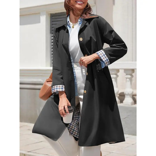 💜 LAATSTE DAG AANBIEDING - 50% KORTING 💜 Trenchcoat voor dames met overhemdkraag en enkele rij knopen