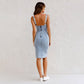 💥 49% Korting ✨ Dames Denim Cami Jurk 👗 U-Hals, Verstelbare Bandjes & Elegante Bodycon Pasvorm