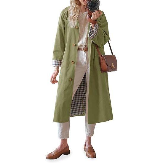 💜 LAATSTE DAG AANBIEDING - 50% KORTING 💜 Trenchcoat voor dames met overhemdkraag en enkele rij knopen