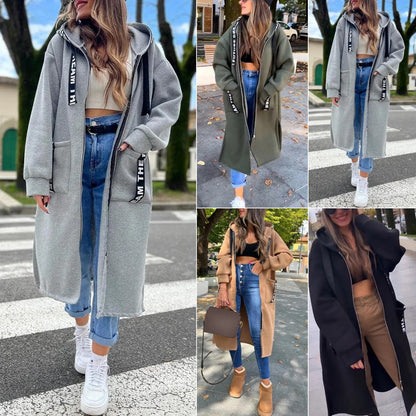 🍂Długa bluza damska z kapturem