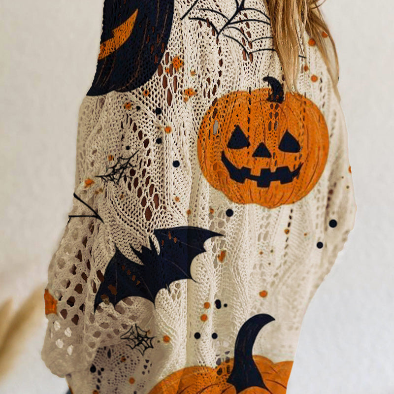 🎃💥Dames Halloween Losse Pasvorm Gebreide Trui met Vleermuismouwen🔥Limited aanbieding