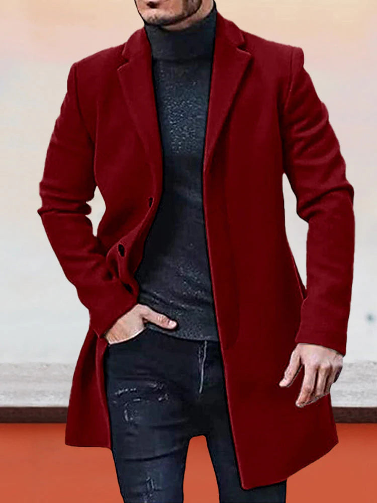 🧥 Stijlvolle Keuze ✨ Herenjas met Enkele Rij Knopen 👔 Effen Design, Tijdloze Uitstraling & Comfortabele Pasvorm