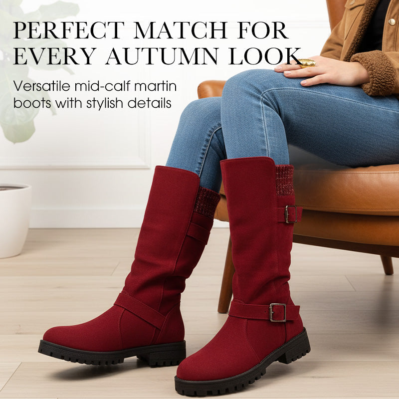 🔥 Winter 2025 Schoenen – Halfhoge Laarzen met Gesp & Warme Wollen Voering | Groot Formaat | Black Friday 50% Korting & Gratis Verzending!