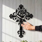Elegant Rose Cross Metal Wall Decoration