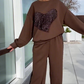 Women's Sequin Heart Tops & Pants 2-Piece Set
