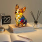 Fargeblokkerende valpestatue LED-bordlampe