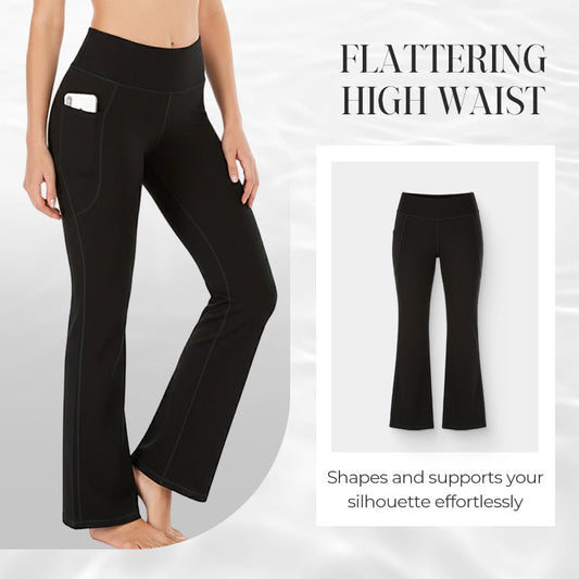 Women’s High Waist Flared Pants with Pockets