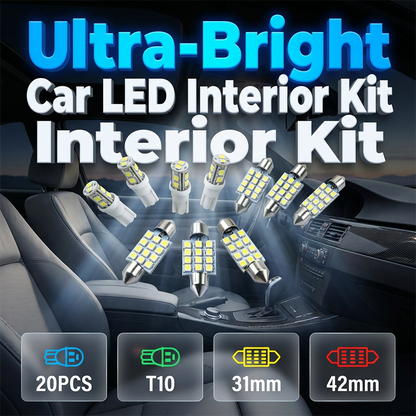 🚗Zestaw 20 uniwersalnych lamp LED do wnętrza samochodu | Pilot RGB, łatwy montaż