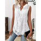 👚Elegancka damska bluzka bez rękawów z kwiatowym wzorem i koronką