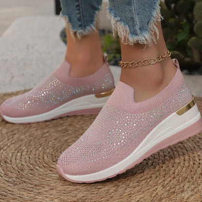 👟Damskie trampki z siateczki z kryształkami – model wsuwany✨Wsuń, błyszcz i ciesz się wygodą! ✨