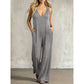 Uanstrengt sommerjumpsuit med V-hals for damer