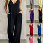 Uanstrengt sommerjumpsuit med V-hals for damer