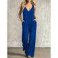 Uanstrengt sommerjumpsuit med V-hals for damer
