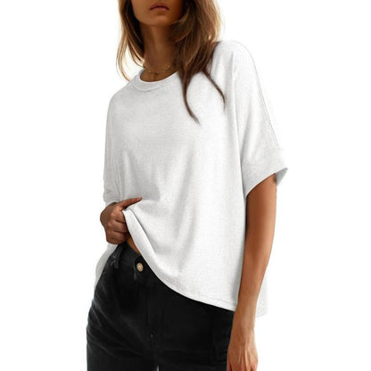 👕✨ Wygodna damska koszulka z okrągłym dekoltem 😊🌸