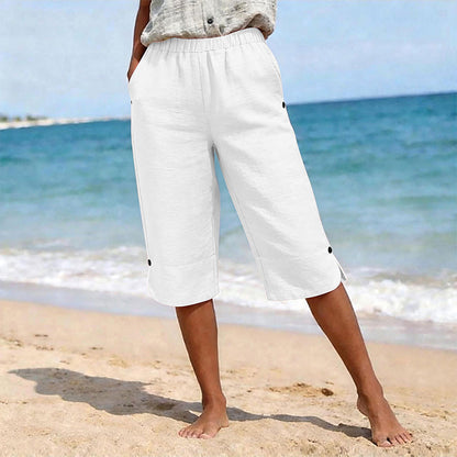Letnie, przewiewne damskie spodnie capri w stylu casual