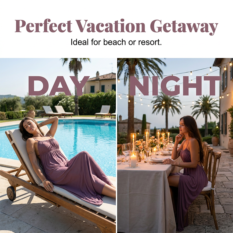 👗 TIJDELIJK 50% KORTING! ✨ Damesjurk met trekkoord en spaghettibandjes – Losse pasvorm, ademend, perfect voor op vakantie 🌸