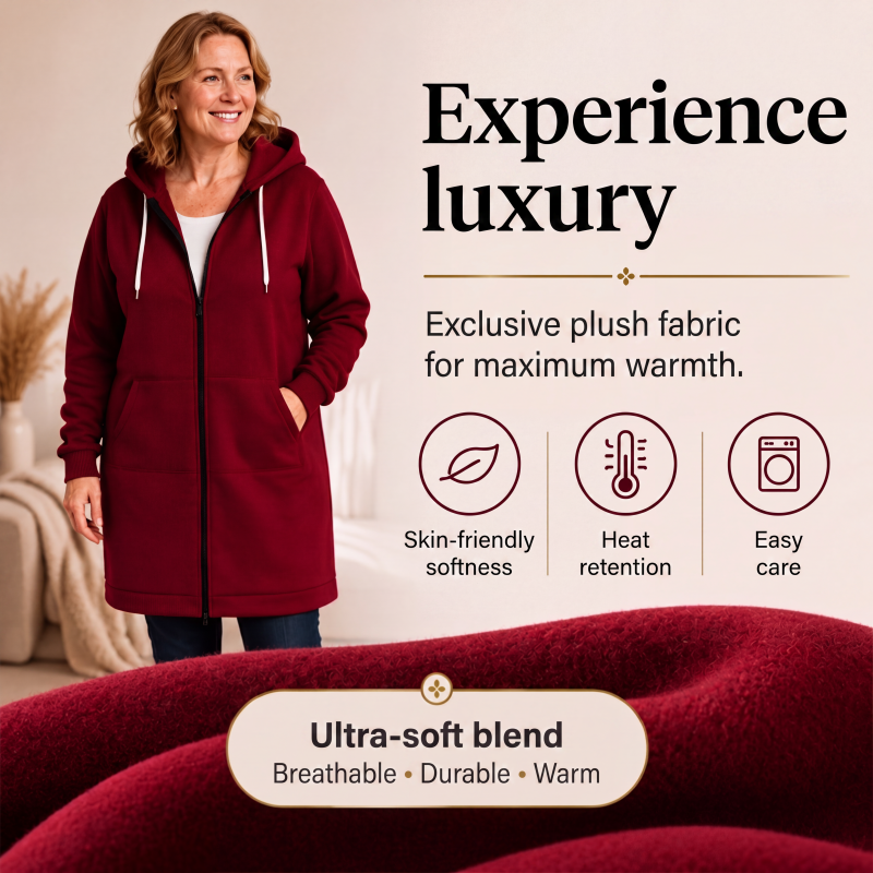 🔥 50% KORTING ✨ Lange Hoodie Jas – Warm & Zacht met Fleece