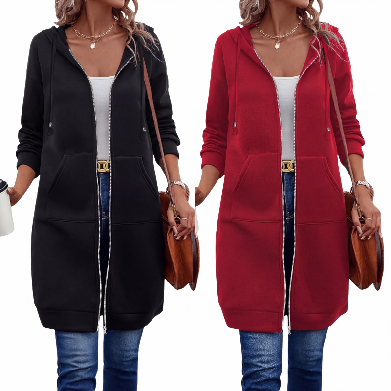 🔥 50% KORTING ✨ Lange Hoodie Jas – Warm & Zacht met Fleece