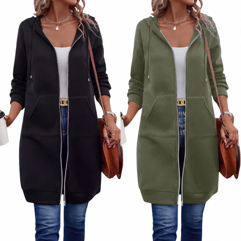🔥 50% KORTING ✨ Lange Hoodie Jas – Warm & Zacht met Fleece