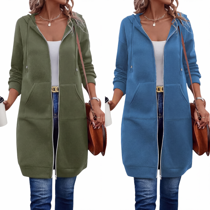 🔥 50% KORTING ✨ Lange Hoodie Jas – Warm & Zacht met Fleece