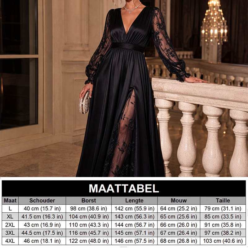 🌸 Nieuwe Collectie ✨ Elegante Maxi Jurk Dames 0XL-4XL met V-Hals & Kanten Details 👗 flatterende pasvorm, stijlvolle uitstraling & comfortabel voor elke curve