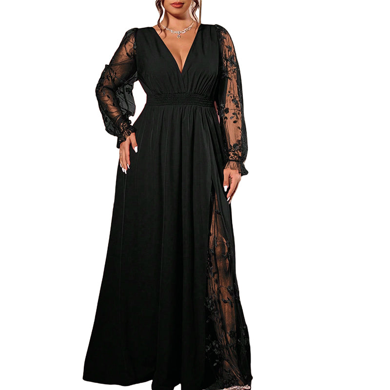 🌸 Nieuwe Collectie ✨ Elegante Maxi Jurk Dames 0XL-4XL met V-Hals & Kanten Details 👗 flatterende pasvorm, stijlvolle uitstraling & comfortabel voor elke curve