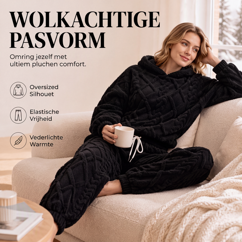 🔥 50% KORTING ✨ Dames Pluche Geribde Hoodie & Broek Set 🧸 Zacht, Warm & Ultiem Comfort