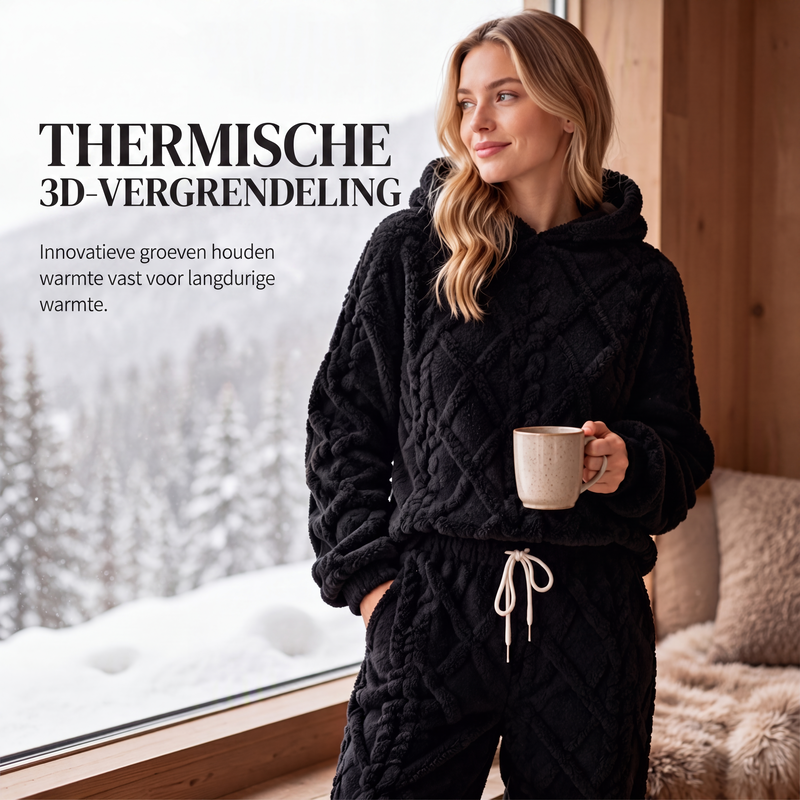 🔥 50% KORTING ✨ Dames Pluche Geribde Hoodie & Broek Set 🧸 Zacht, Warm & Ultiem Comfort