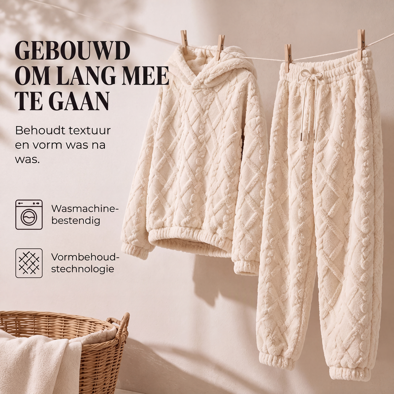 🔥 50% KORTING ✨ Dames Pluche Geribde Hoodie & Broek Set 🧸 Zacht, Warm & Ultiem Comfort
