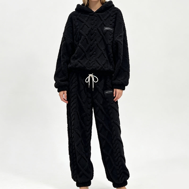 🔥 50% KORTING ✨ Dames Pluche Geribde Hoodie & Broek Set 🧸 Zacht, Warm & Ultiem Comfort