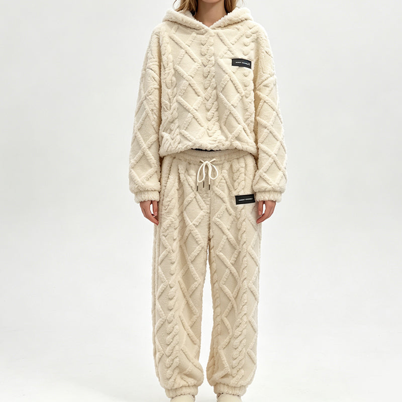 🔥 50% KORTING ✨ Dames Pluche Geribde Hoodie & Broek Set 🧸 Zacht, Warm & Ultiem Comfort