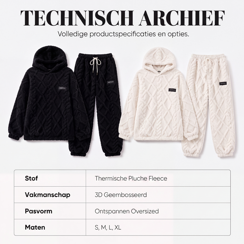 🔥 50% KORTING ✨ Dames Pluche Geribde Hoodie & Broek Set 🧸 Zacht, Warm & Ultiem Comfort