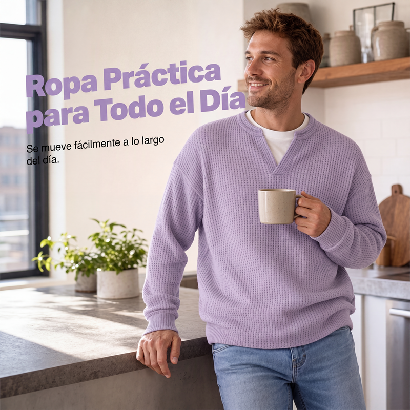 Gelaagd comfortabel T-shirt met honingraatstructuur