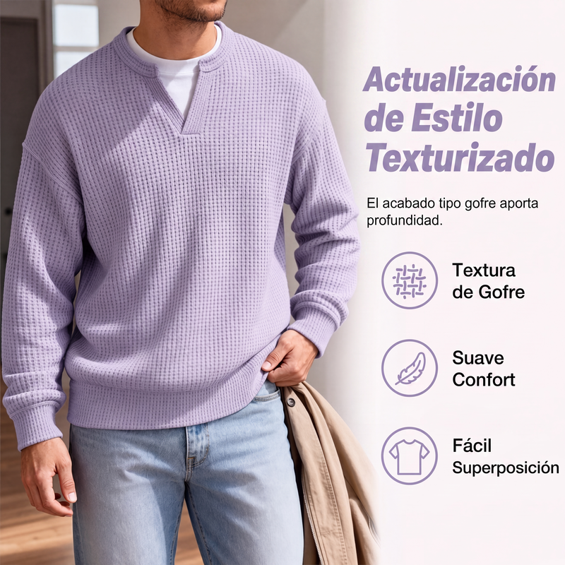 Gelaagd comfortabel T-shirt met honingraatstructuur