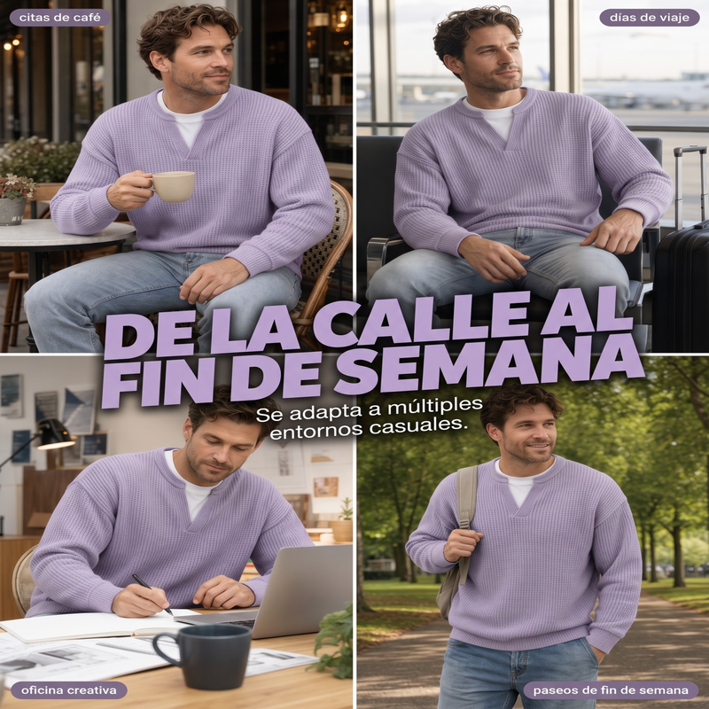 Gelaagd comfortabel T-shirt met honingraatstructuur
